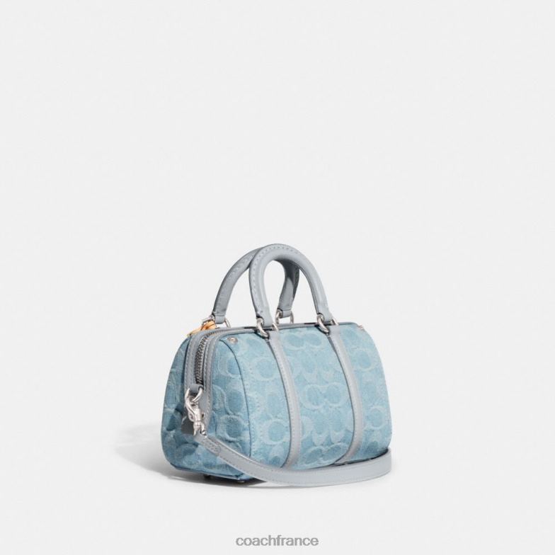 Coach femmes cartable rubis 18 en denim signature gauche/bleu pâle HHR6J198