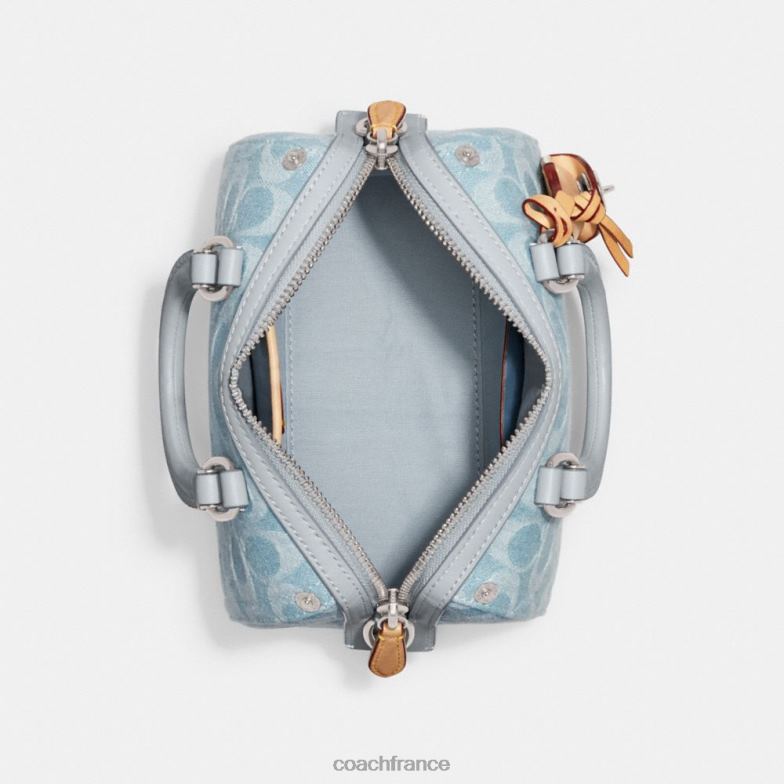 Coach femmes cartable rubis 18 en denim signature gauche/bleu pâle HHR6J198