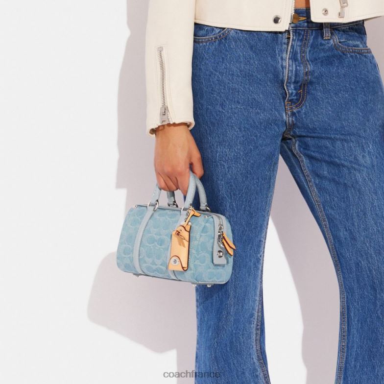 Coach femmes cartable rubis 18 en denim signature gauche/bleu pâle HHR6J198
