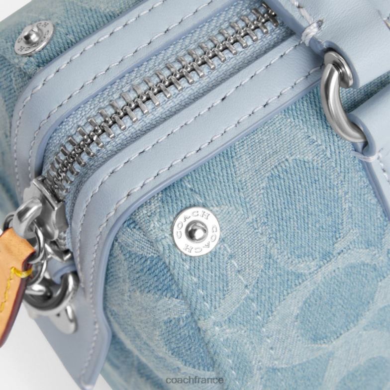 Coach femmes cartable rubis 18 en denim signature gauche/bleu pâle HHR6J198
