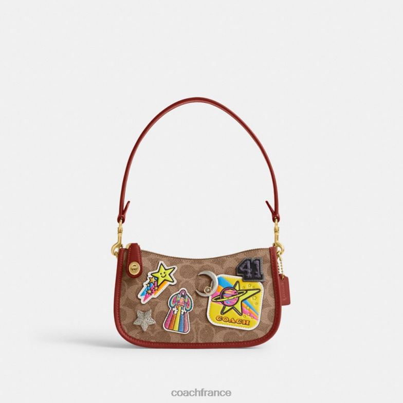 Coach femmes cosmic coach swinger 20 en toile exclusive avec patchs b4/bronze rouille multi HHR6J186