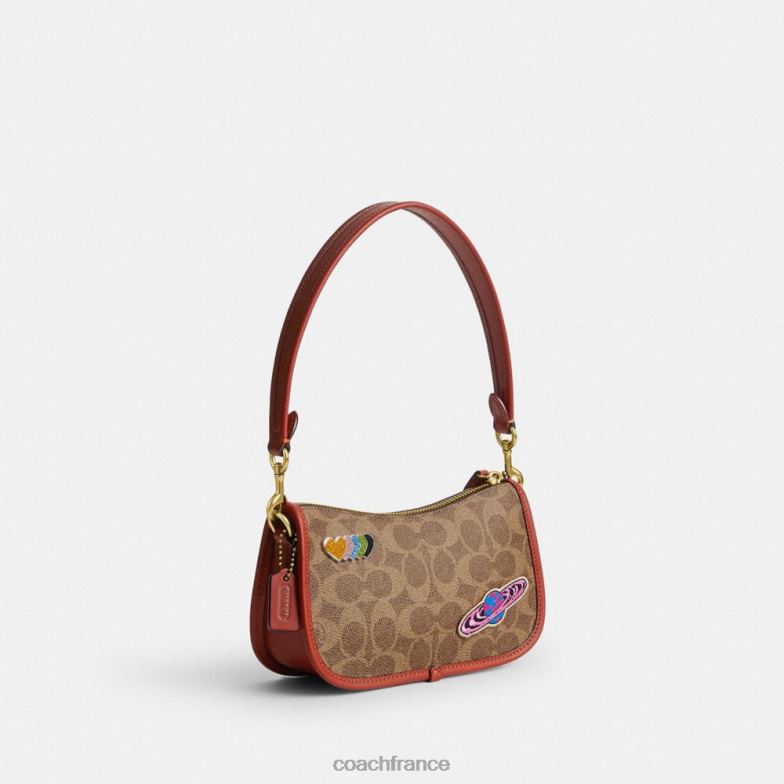 Coach femmes cosmic coach swinger 20 en toile exclusive avec patchs b4/bronze rouille multi HHR6J186
