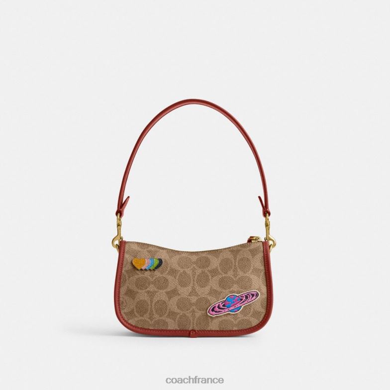 Coach femmes cosmic coach swinger 20 en toile exclusive avec patchs b4/bronze rouille multi HHR6J186