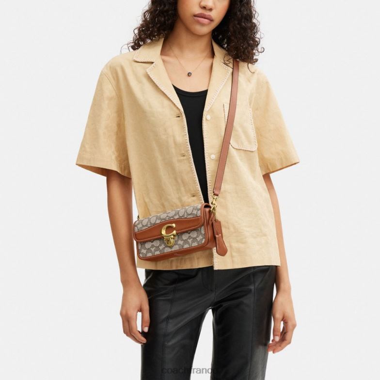 Coach femmes sac baguette studio en jacquard textile signature b4/cacao bruni amb HHR6J194