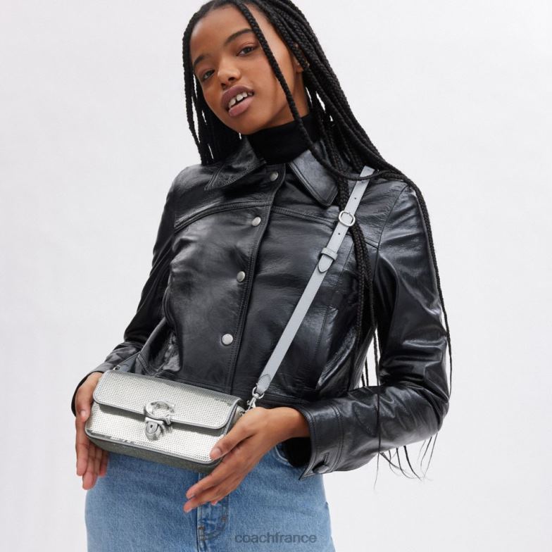 Coach femmes sac baguette studio à sequins gauche/argent HHR6J184