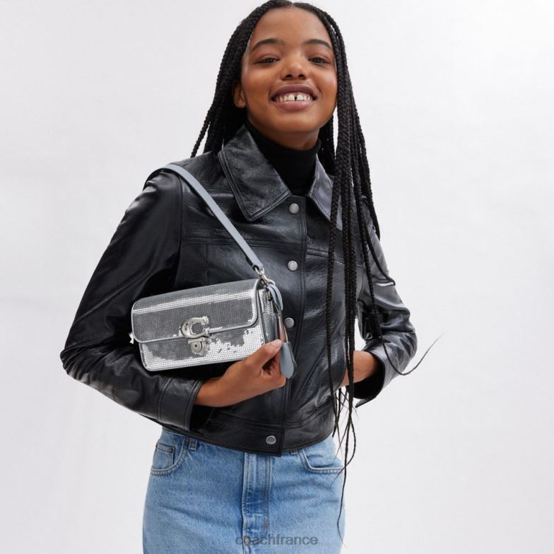 Coach femmes sac baguette studio à sequins gauche/argent HHR6J184