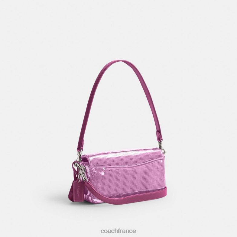 Coach femmes sac baguette studio à sequins gauche/magenta foncé HHR6J188