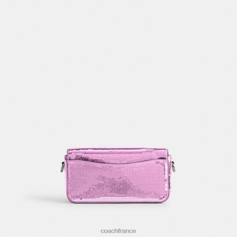 Coach femmes sac baguette studio à sequins gauche/magenta foncé HHR6J188