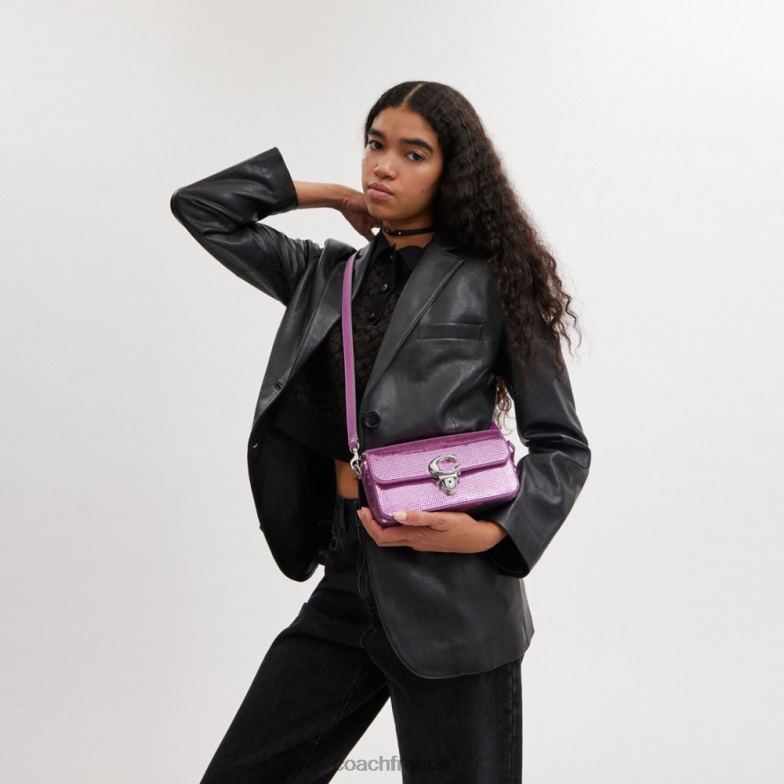 Coach femmes sac baguette studio à sequins gauche/magenta foncé HHR6J188