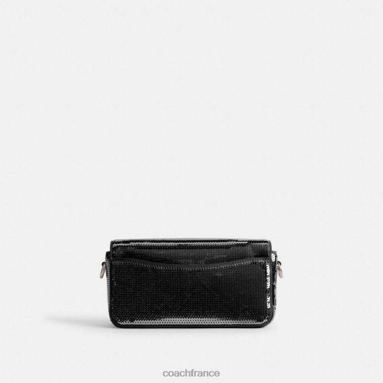 Coach femmes sac baguette studio à sequins gauche/noir HHR6J183