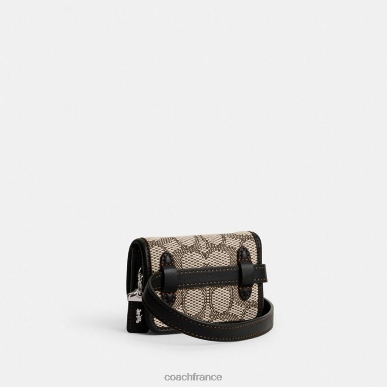 Coach femmes sac banane bandit porte-cartes en jacquard signature gauche/cacao noir HHR6J191