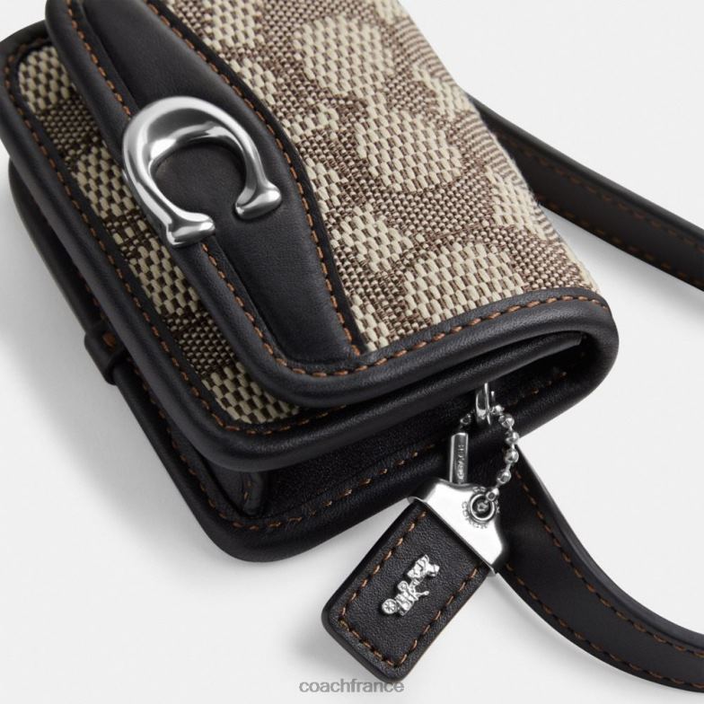 Coach femmes sac banane bandit porte-cartes en jacquard signature gauche/cacao noir HHR6J191