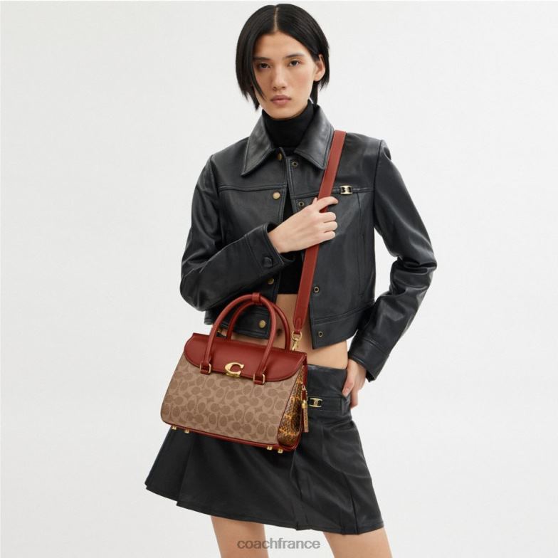 Coach femmes sac fourre-tout Broom en toile exclusive avec détails en peau de serpent b4/bronze rouille HHR6J172