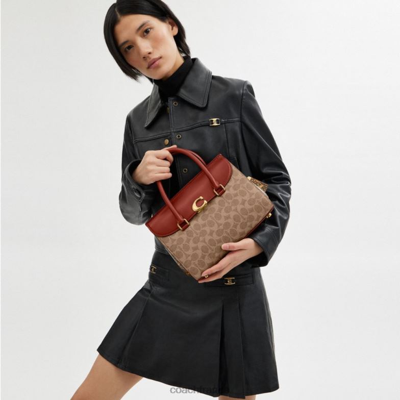 Coach femmes sac fourre-tout Broom en toile exclusive avec détails en peau de serpent b4/bronze rouille HHR6J172