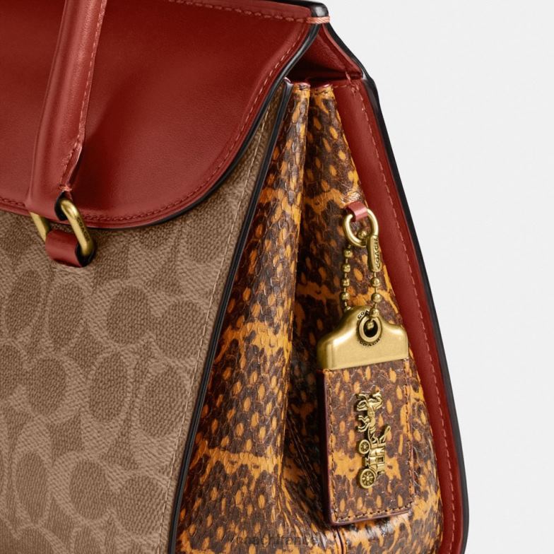 Coach femmes sac fourre-tout Broom en toile exclusive avec détails en peau de serpent b4/bronze rouille HHR6J172