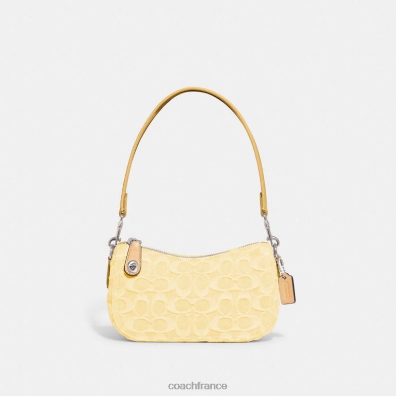 Coach femmes swinger 20 en denim signature gauche/jaune pâle HHR6J200