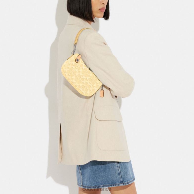 Coach femmes swinger 20 en denim signature gauche/jaune pâle HHR6J200