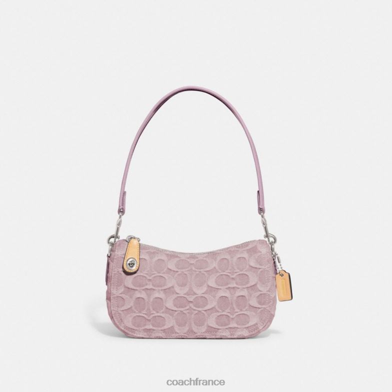 Coach femmes swinger 20 en denim signature gauche/violet pâle HHR6J199