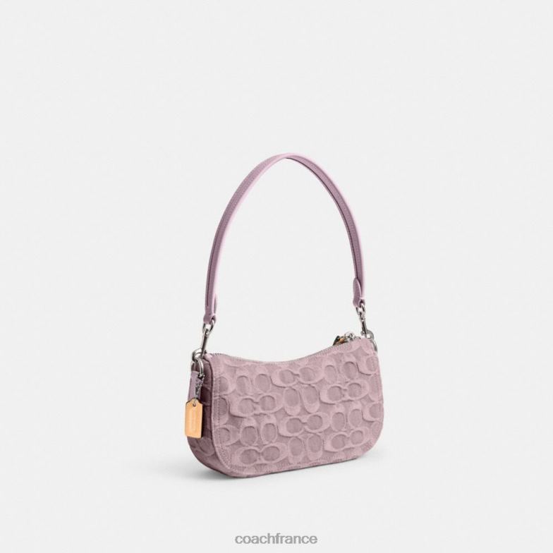 Coach femmes swinger 20 en denim signature gauche/violet pâle HHR6J199