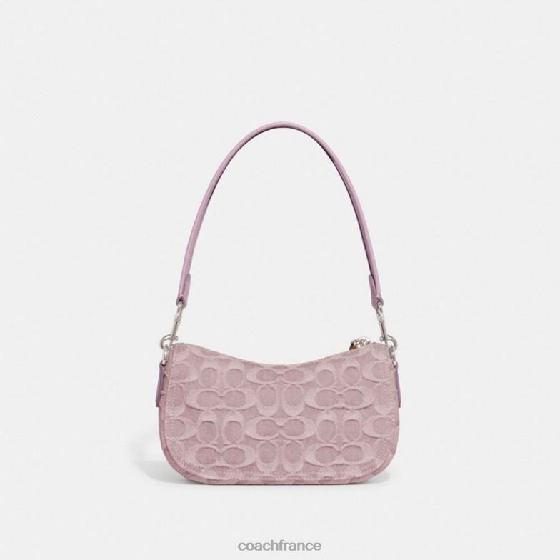 Coach femmes swinger 20 en denim signature gauche/violet pâle HHR6J199