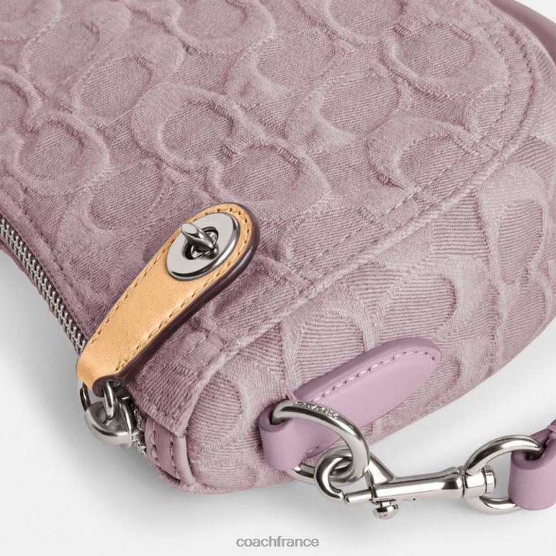 Coach femmes swinger 20 en denim signature gauche/violet pâle HHR6J199