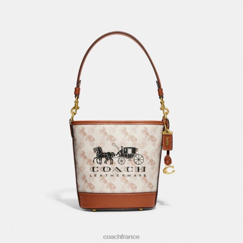 Coach femmes sac seau dakota 16 avec imprimé chevaux et calèches b4/craie ambre bruni HHR6J20
