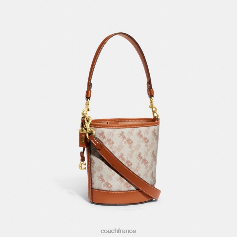 Coach femmes sac seau dakota 16 avec imprimé chevaux et calèches b4/craie ambre bruni HHR6J20