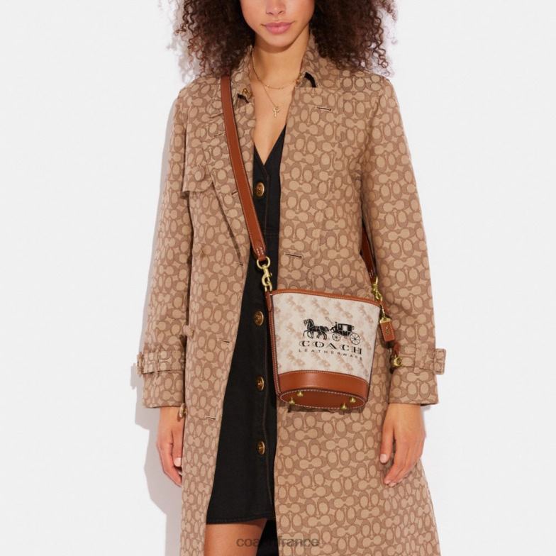 Coach femmes sac seau dakota 16 avec imprimé chevaux et calèches b4/craie ambre bruni HHR6J20