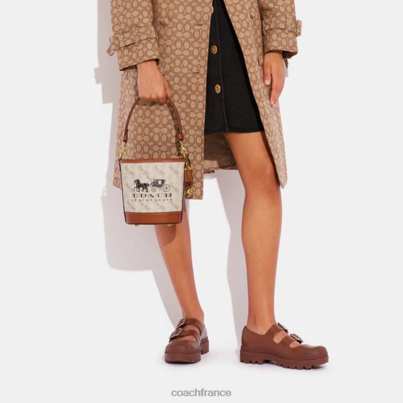 Coach femmes sac seau dakota 16 avec imprimé chevaux et calèches b4/craie ambre bruni HHR6J20