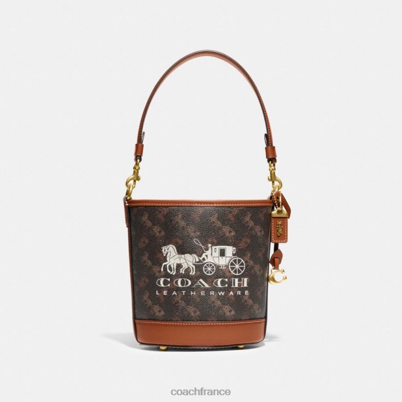 Coach femmes sac seau dakota 16 avec imprimé chevaux et calèches b4/truffe ambre bruni HHR6J18