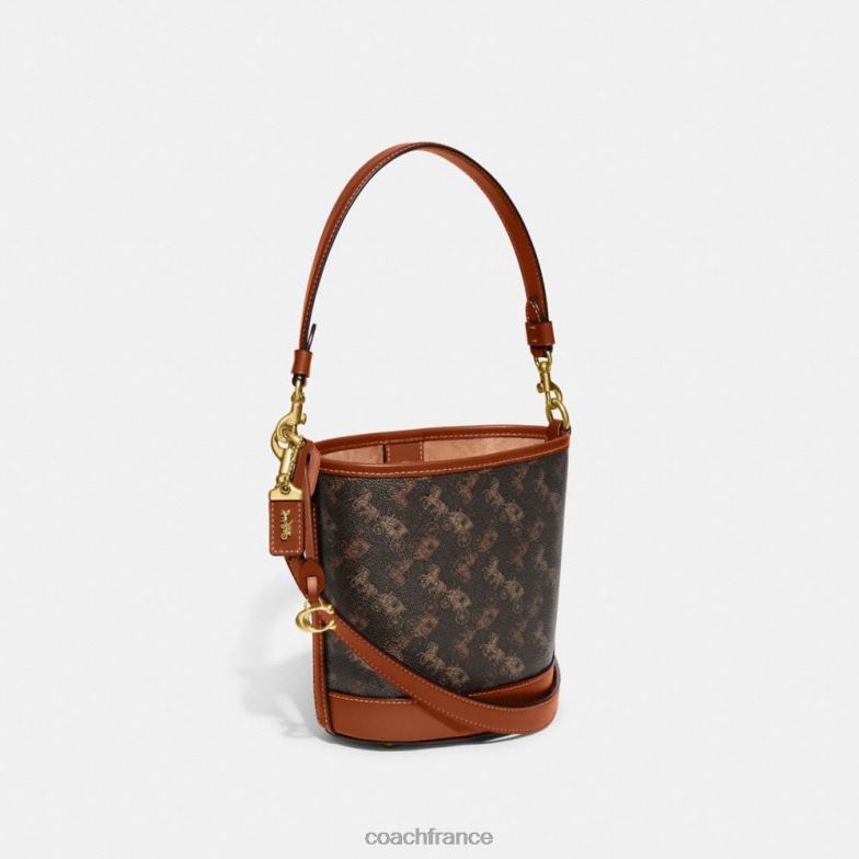 Coach femmes sac seau dakota 16 avec imprimé chevaux et calèches b4/truffe ambre bruni HHR6J18