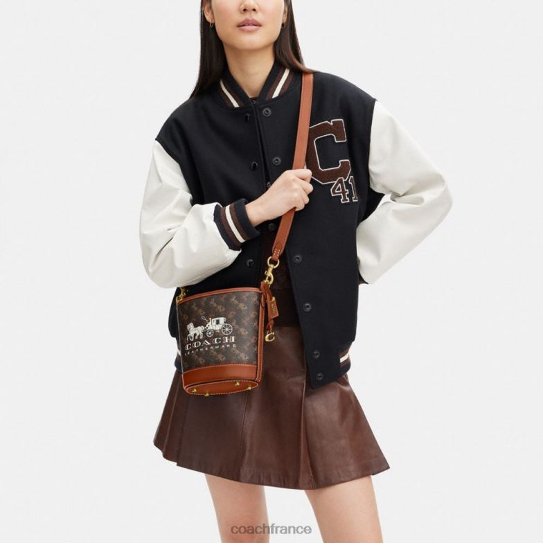 Coach femmes sac seau dakota 16 avec imprimé chevaux et calèches b4/truffe ambre bruni HHR6J18