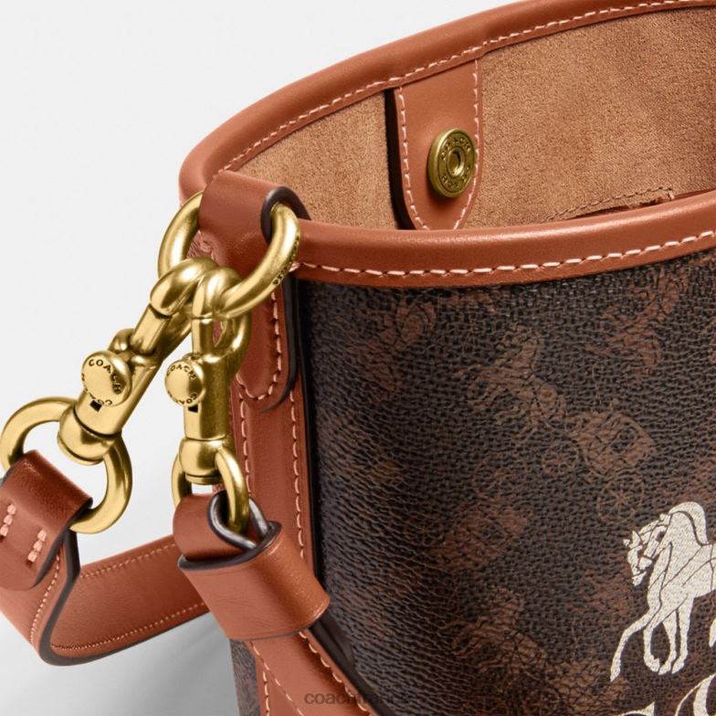 Coach femmes sac seau dakota 16 avec imprimé chevaux et calèches b4/truffe ambre bruni HHR6J18
