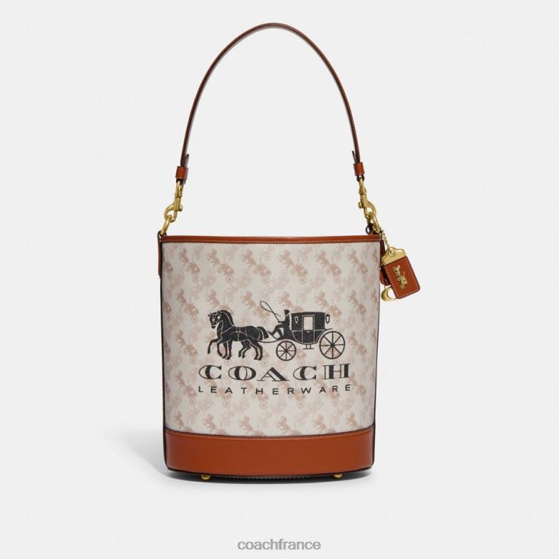 Coach femmes sac seau dakota avec imprimé chevaux et calèches b4/craie ambre bruni HHR6J23
