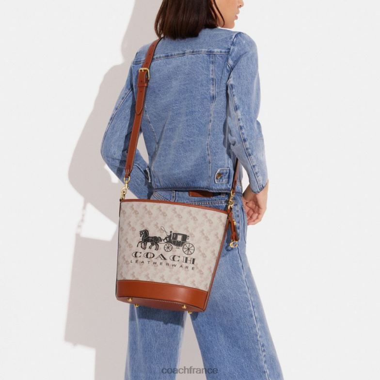 Coach femmes sac seau dakota avec imprimé chevaux et calèches b4/craie ambre bruni HHR6J23