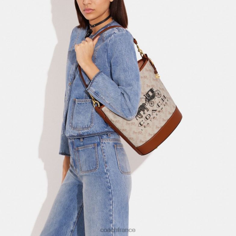 Coach femmes sac seau dakota avec imprimé chevaux et calèches b4/craie ambre bruni HHR6J23