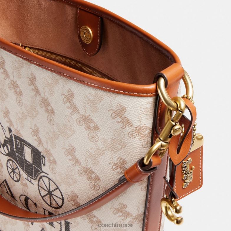Coach femmes sac seau dakota avec imprimé chevaux et calèches b4/craie ambre bruni HHR6J23