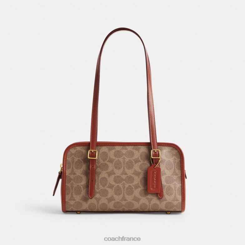 Coach femmes fermeture éclair pivotante en toile exclusive b4/bronze rouille HHR6J268