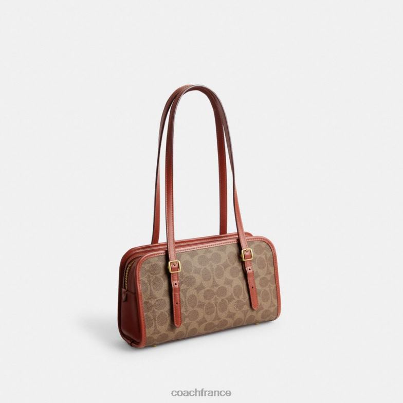Coach femmes fermeture éclair pivotante en toile exclusive b4/bronze rouille HHR6J268