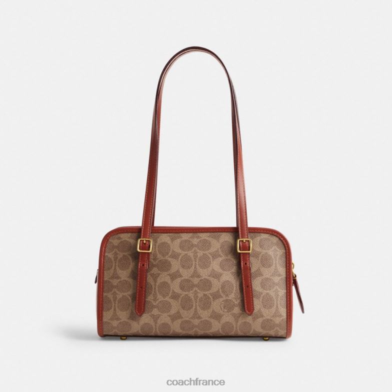 Coach femmes fermeture éclair pivotante en toile exclusive b4/bronze rouille HHR6J268