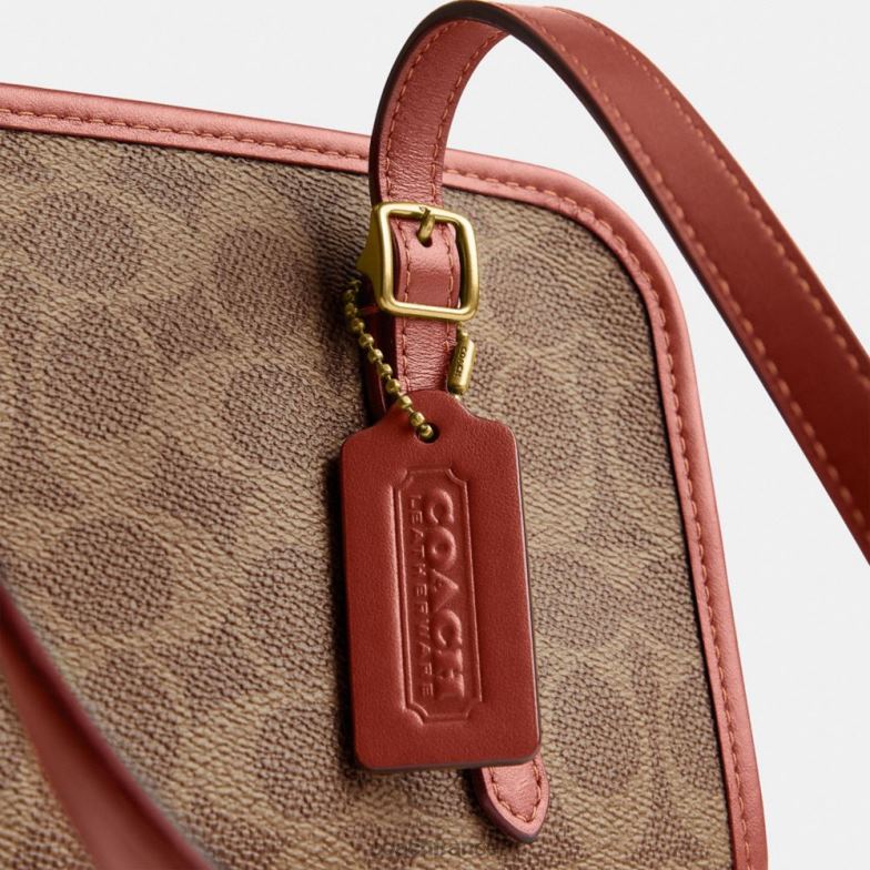 Coach femmes fermeture éclair pivotante en toile exclusive b4/bronze rouille HHR6J268