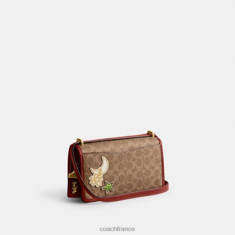 Coach femmes sac porté épaule cosmic coach bandit en toile signature avec patchs b4/bronze rouille multi HHR6J267