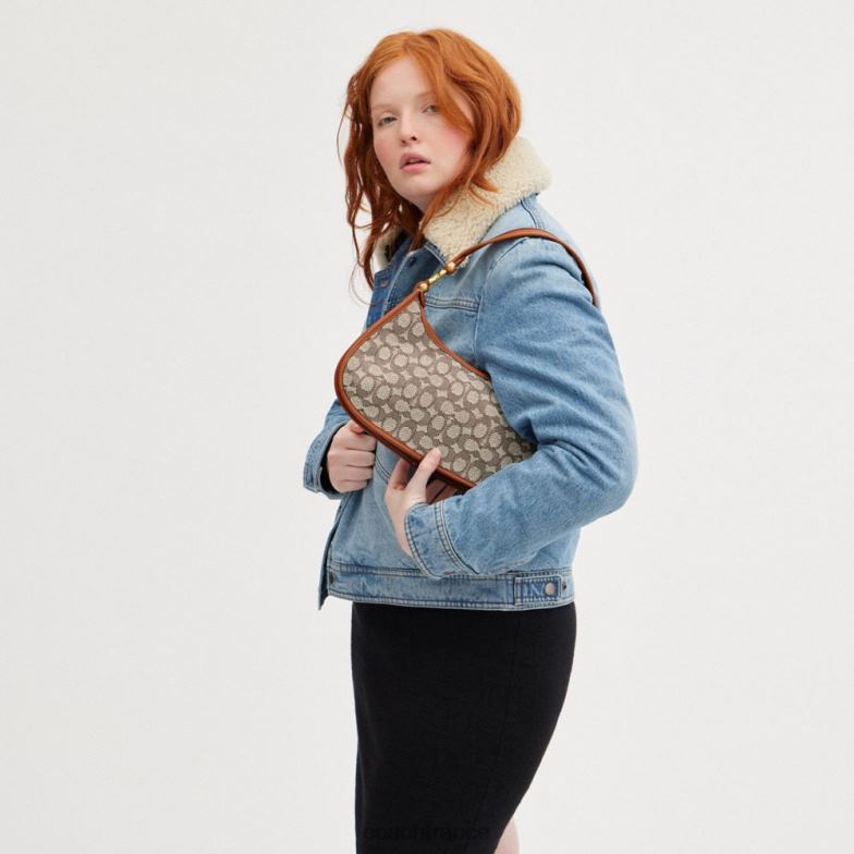 Coach femmes sac porté épaule eve en jacquard textile signature b4/cacao bruni amb HHR6J273