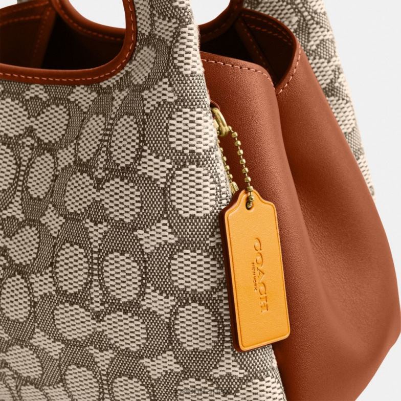 Coach femmes sac porté épaule lana 23 en jacquard signature b4/cacao bruni amb HHR6J272
