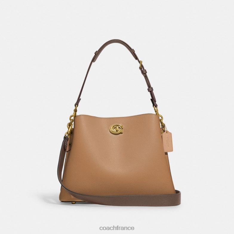Coach femmes sac porté épaule willow color block b4/caramel multi HHR6J266