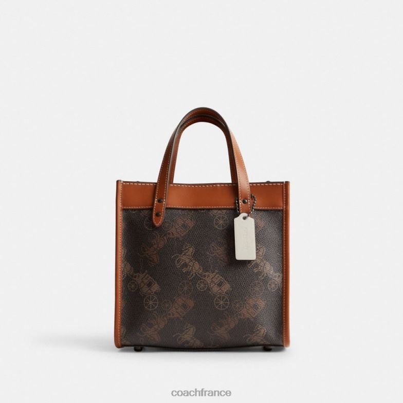 Coach femmes cabas field 22 avec grand imprimé cheval et calèche v5/truffe ambre bruni HHR6J296