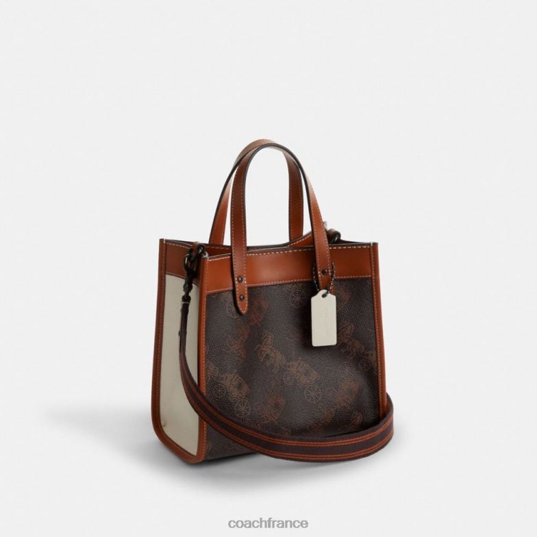 Coach femmes cabas field 22 avec grand imprimé cheval et calèche v5/truffe ambre bruni HHR6J296