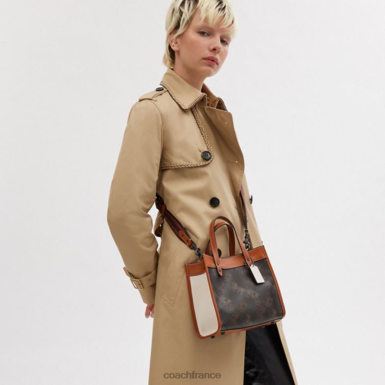Coach femmes cabas field 22 avec grand imprimé cheval et calèche v5/truffe ambre bruni HHR6J296