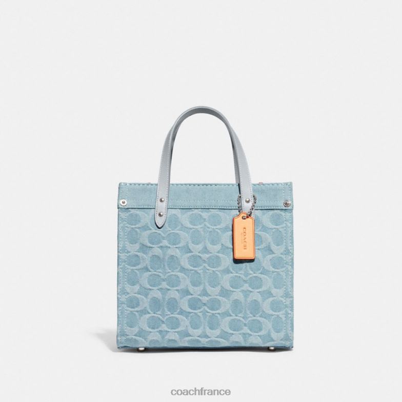 Coach femmes cabas field 22 en denim signature gauche/bleu pâle HHR6J302