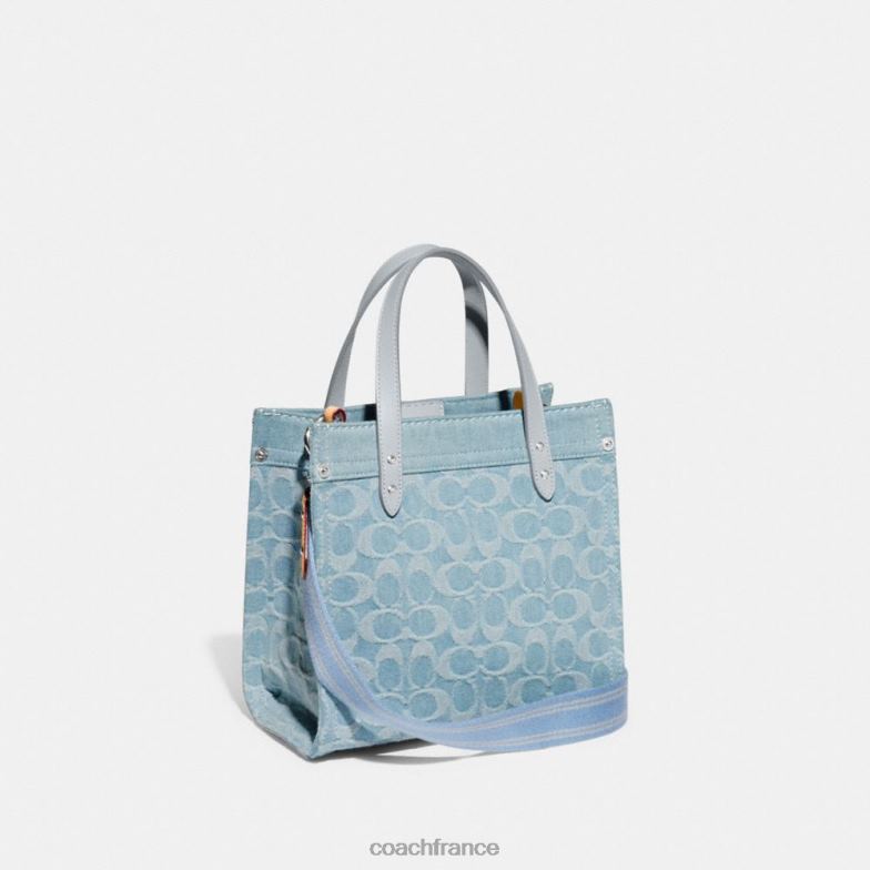 Coach femmes cabas field 22 en denim signature gauche/bleu pâle HHR6J302